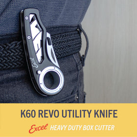 Excel Blades Revo anti-slip grip offers secure handling while cutting.