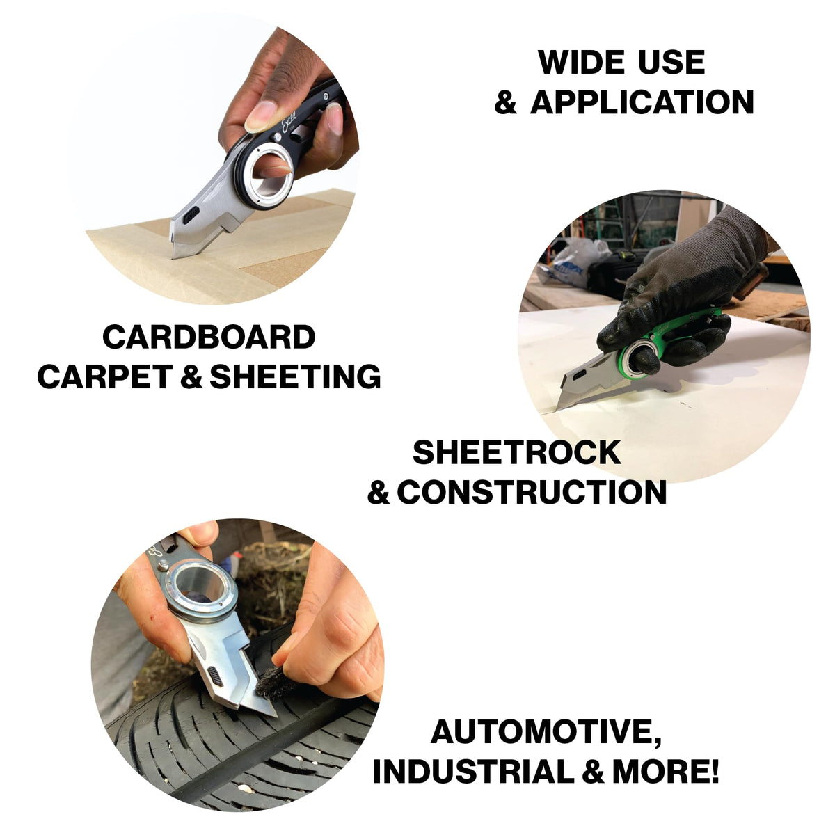 Excel Blades Revo compatibility with standard utility blades ensures easy replacement.