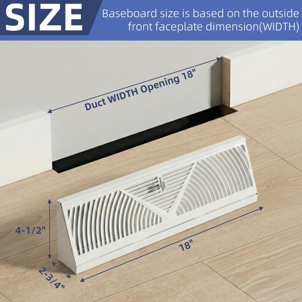 EXCELFU 18-inch vent cover, close-up shows powder-coated steel durability.