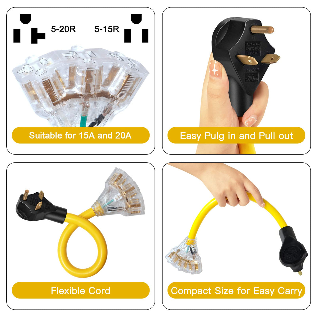 EXCELFU 2 ft cord for compact RV setups and storage ease