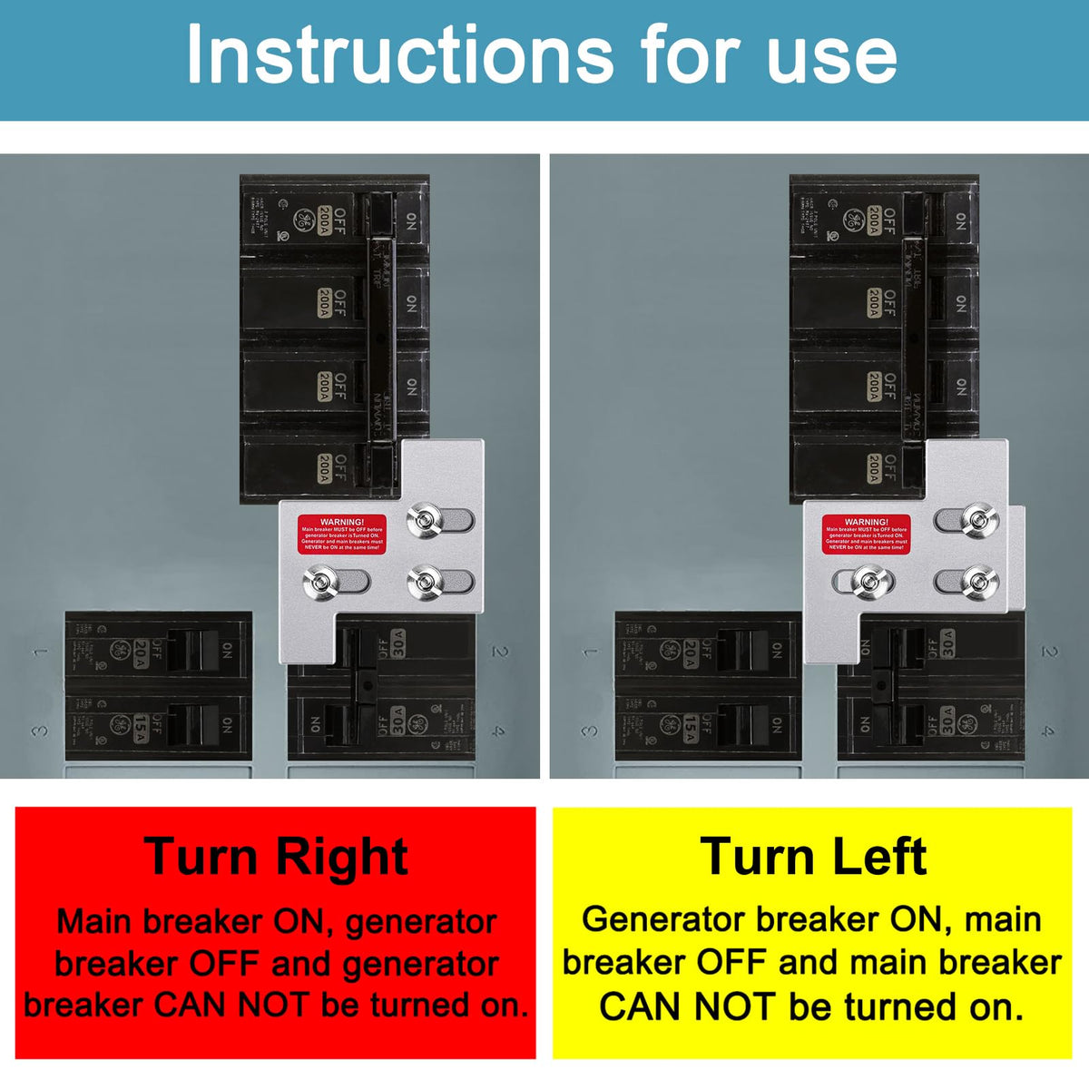 EXCELFU interlock kit in use behind a GE panel during power outage scenario.