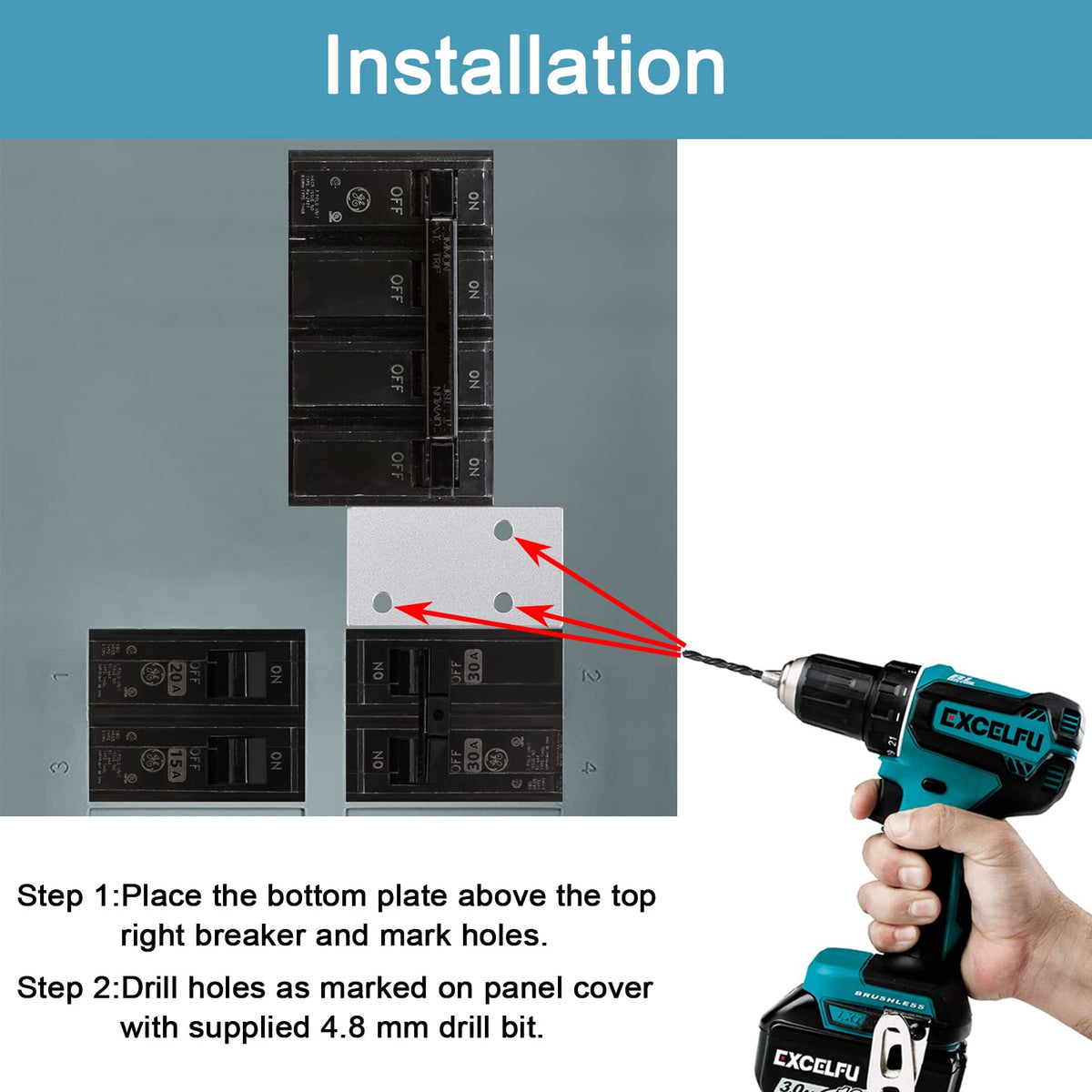 EXCELFU interlock kit screws and drill bit included for installation.