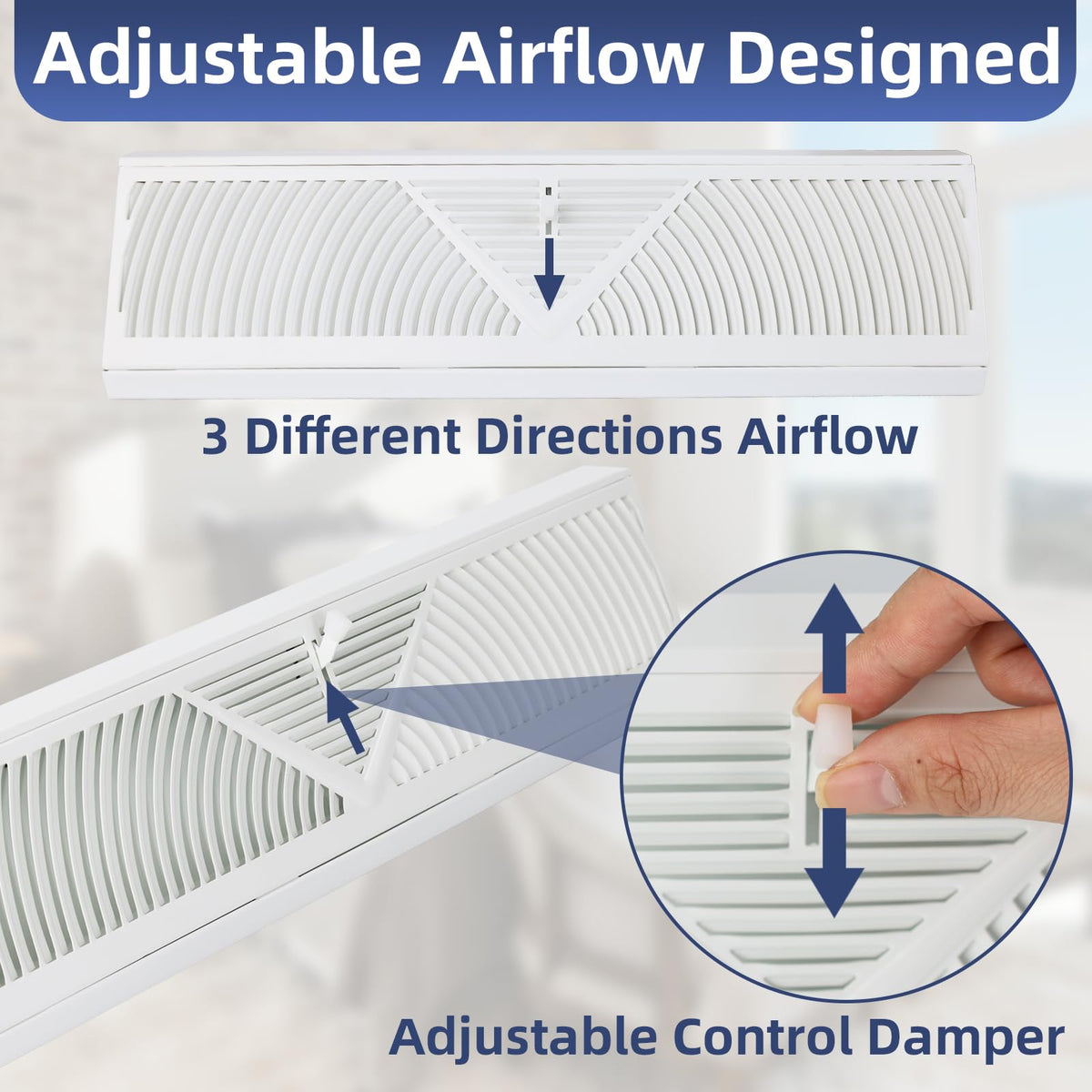 EXCELFU vent cover adjustable lever showing airflow control