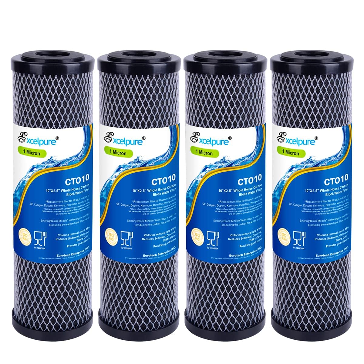 EXCELPURE CTO filter front view, compact cartridge for easy installation.