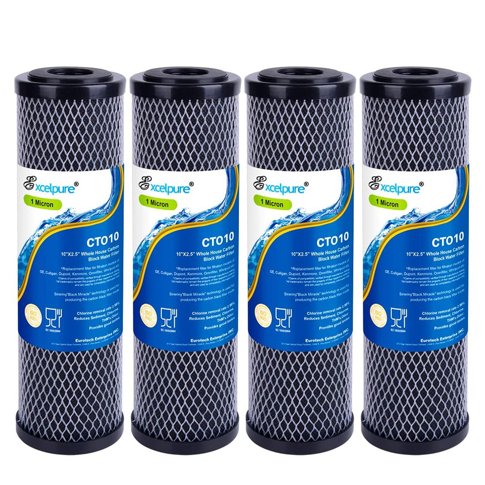 EXCELPURE CTO filter front view, compact cartridge for easy installation.