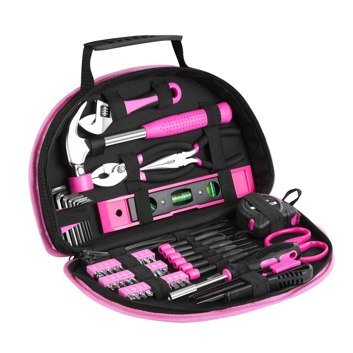 Excited Work hammer, level, and pliers ready for reliable home tasks.