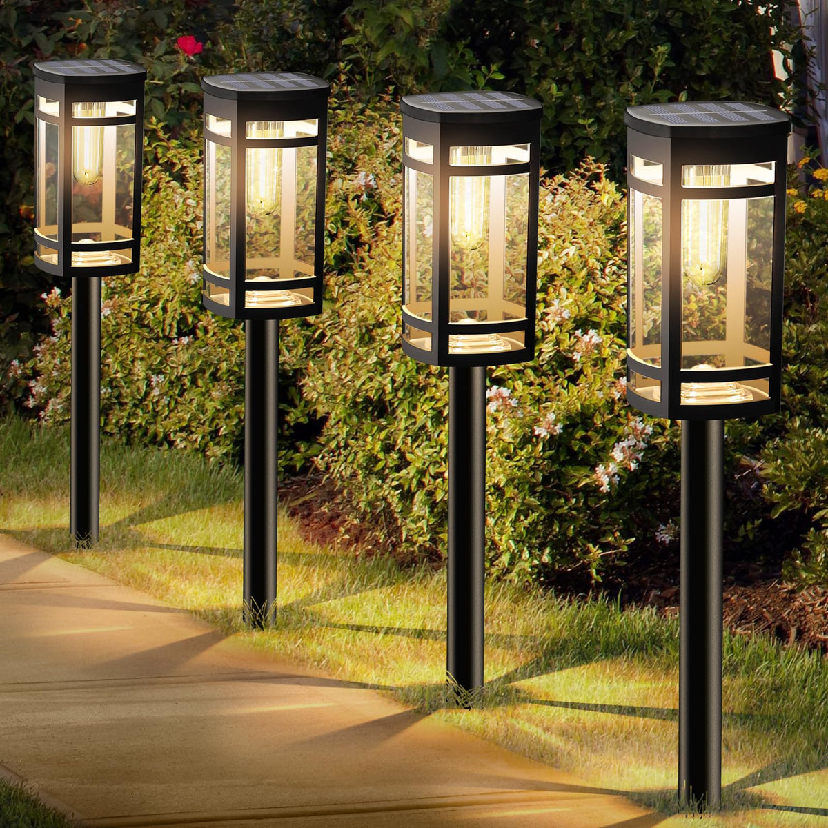 EXCMARK 12-pack solar lights outdoors illuminating pathways and borders
