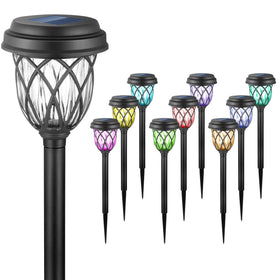 EXCMARK color-changing solar lights brighten your garden path with seven colors.