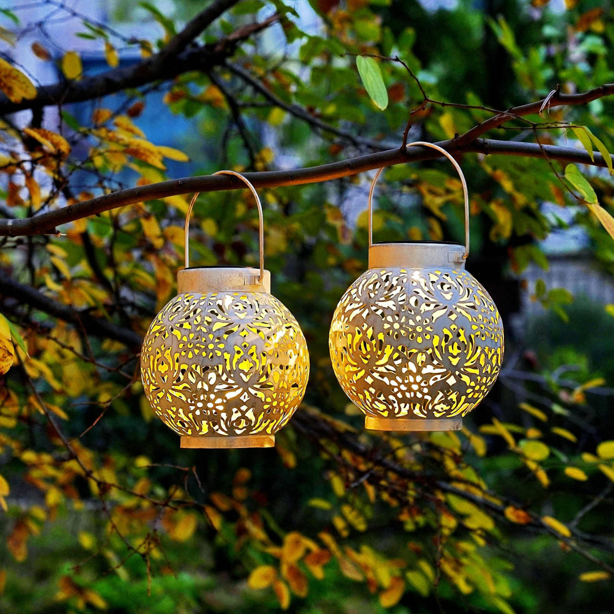 EXCMARK garden lantern casts decorative shadows on surfaces