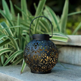 EXCMARK hanging lantern on shepherd hook adds ambiance to garden