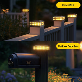 EXCMARK outdoor post cap lights brighten fences, decks, and mailboxes with solar power.