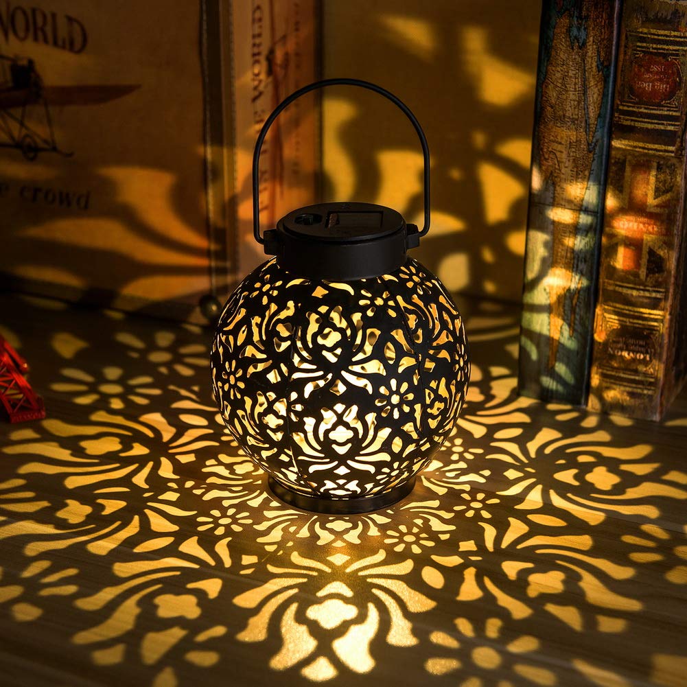 EXCMARK outdoor solar hanging lantern light with metal design for balcony decor