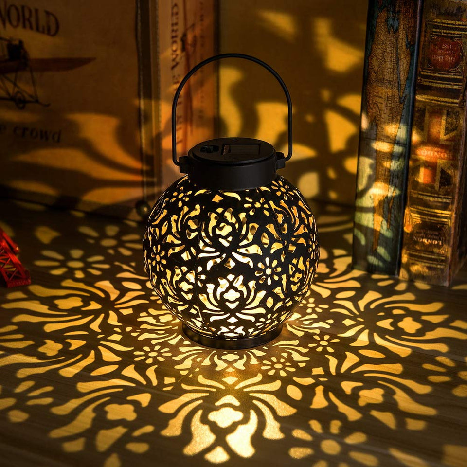 EXCMARK outdoor solar hanging lantern light with metal design for balcony decor
