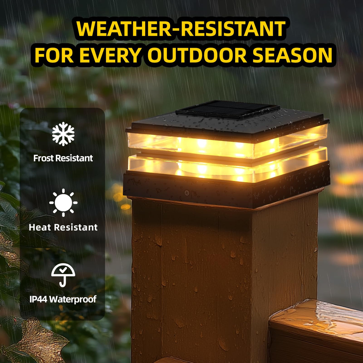 EXCMARK built-in dusk-to-dawn sensor auto-activates after sunset for hands-free lighting.