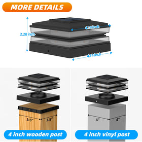 EXCMARK post-cap light in warm white mode brightens decks with inviting evening ambiance.