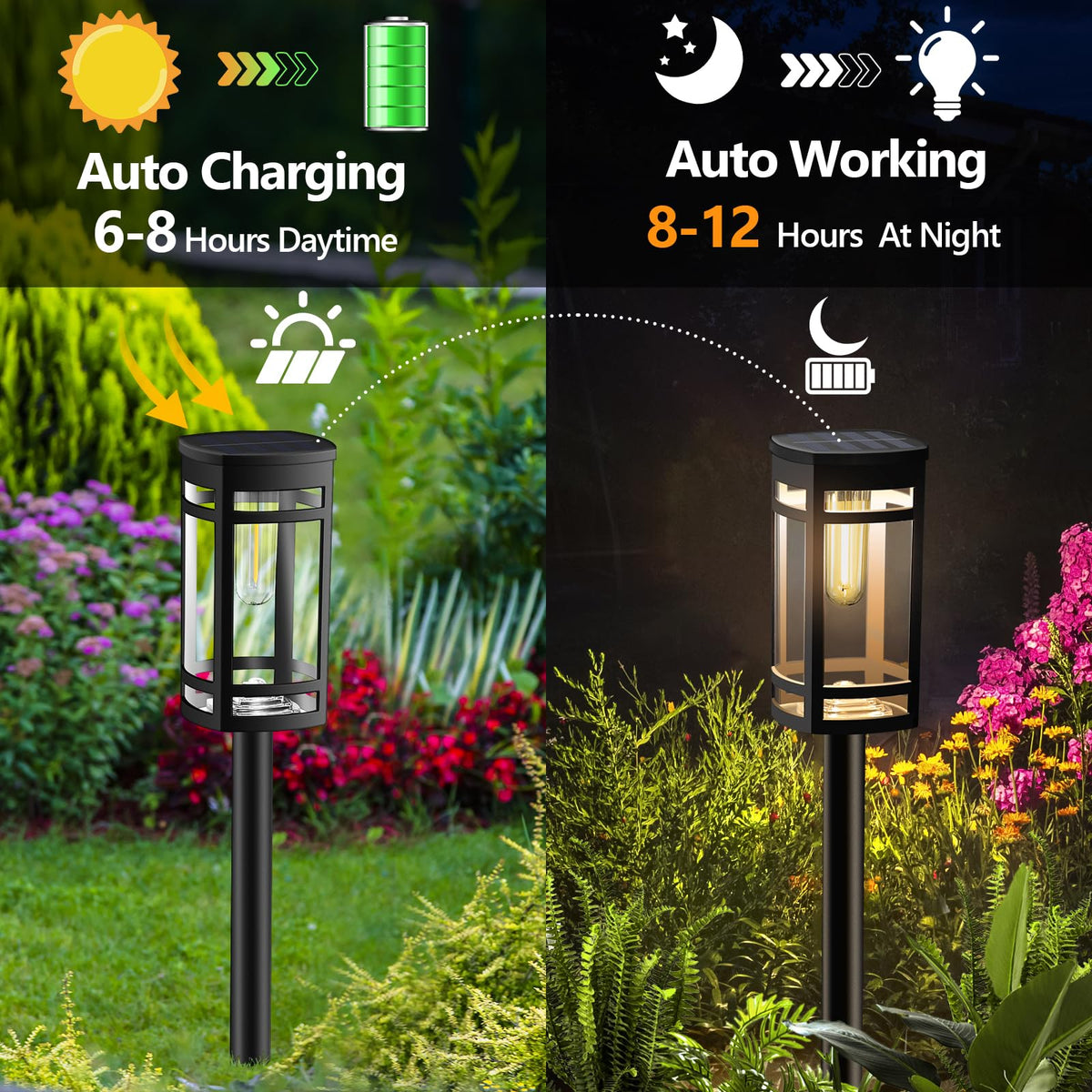 EXCMARK stake-light design along a garden edge
