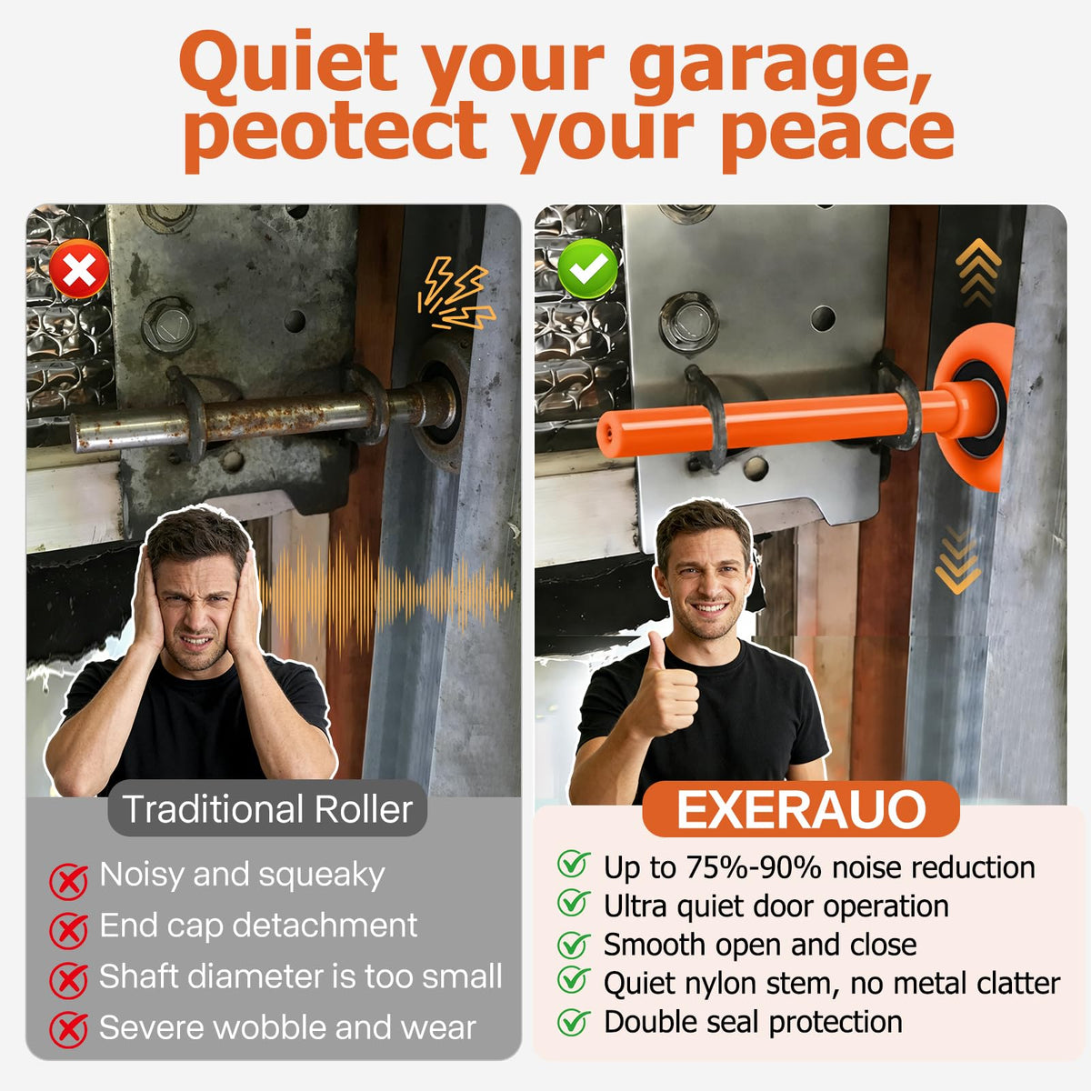 EXERAUO quiet-smooth roller wheels reduce noise with nylon construction.