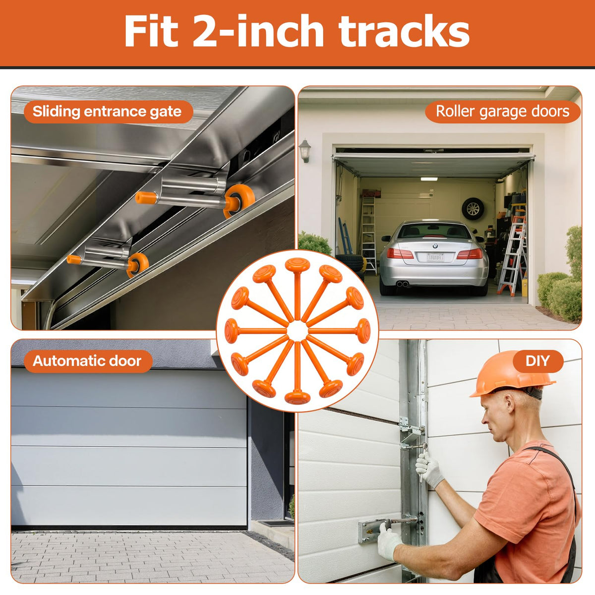 EXERAUO orange nylon rollers enable quick inspection and easy DIY replacement.