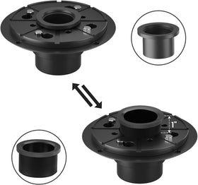 EXF adjustable-height drain with thread adapter for precise leveling.