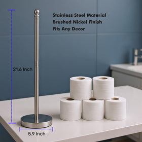Exilon toilet paper stand brushed nickel finish matches any decor.
