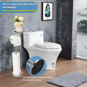 Exilon weighted base with felt pads protects floors and prevents tipping.