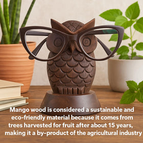 Eximious India owl-design eyeglass holder keeps glasses within reach.