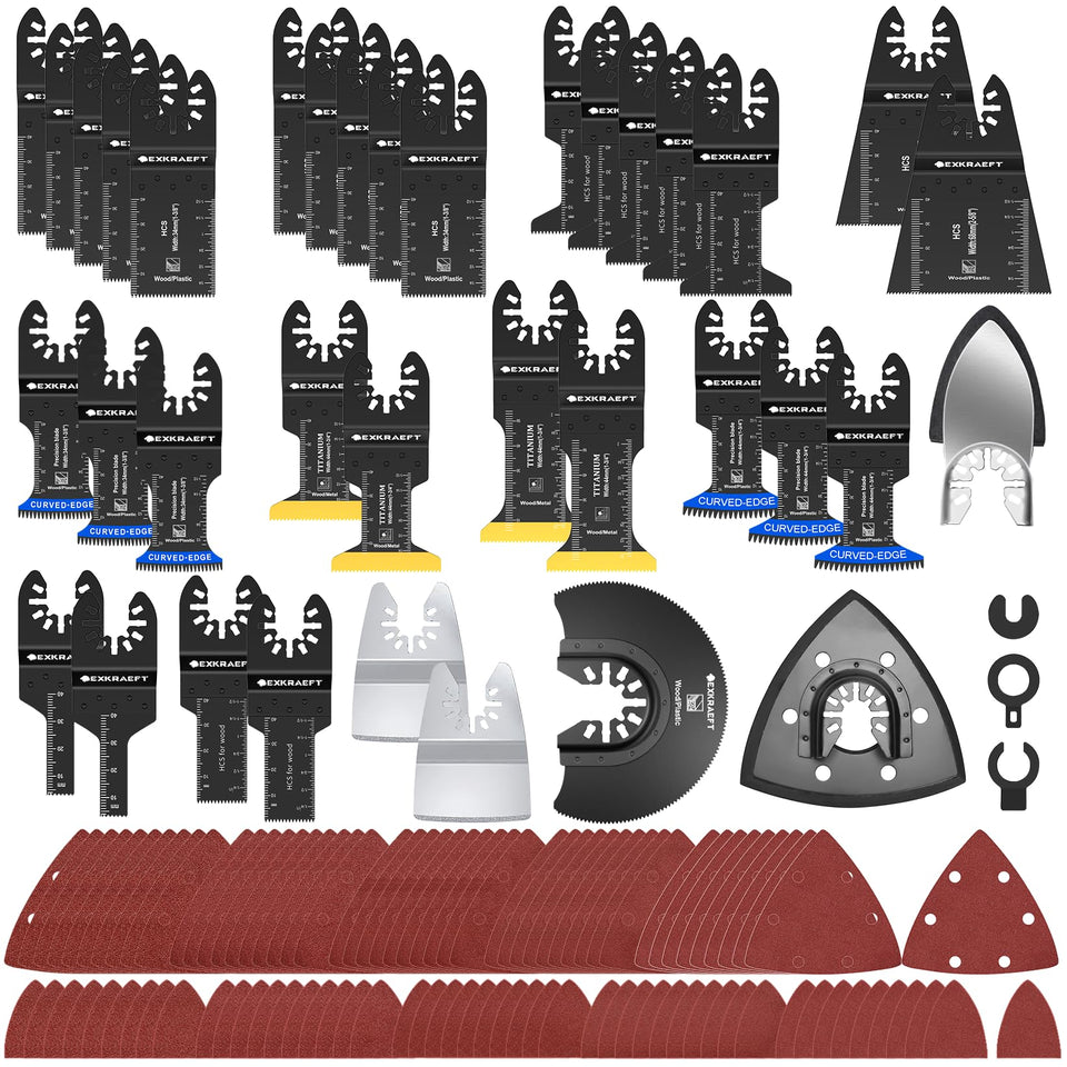 EXKRAEFT 136 PCS Oscillating Tool Blades Kit for wood and metal cutting