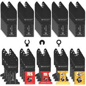 EXKRAEFT 55pcs blades pack arranged for universal tool compatibility and quick cutting