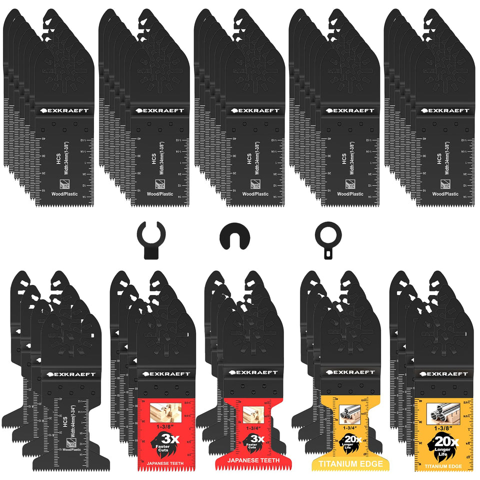 EXKRAEFT 55pcs blades pack arranged for universal tool compatibility and quick cutting