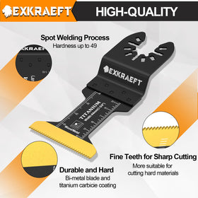 Different blade lengths included for versatile cuts in wood, plastic, or metal.