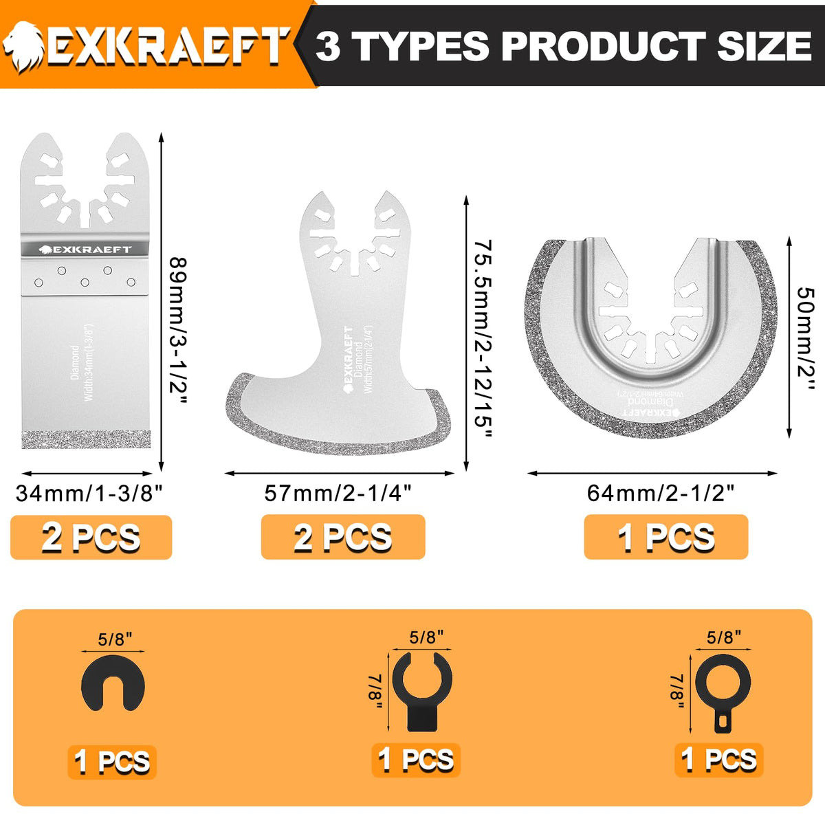 EXKRAEFT semicircular diamond blade for sanding large flat surfaces.