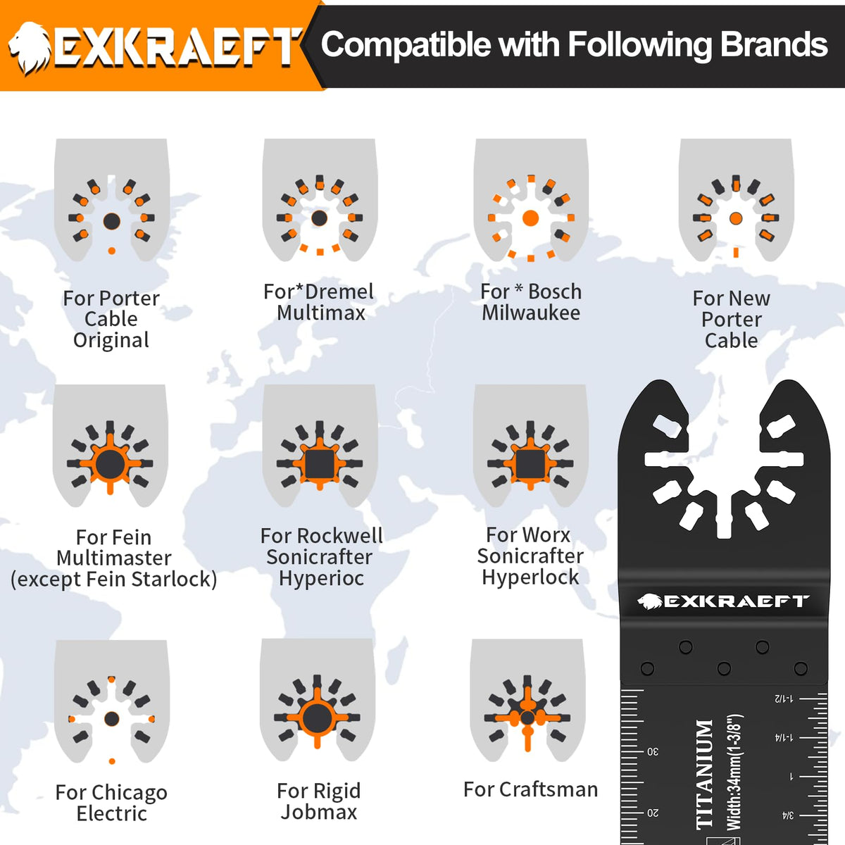 EXKRAEFT Versatile Cutting Range for wood plastic plaster metal