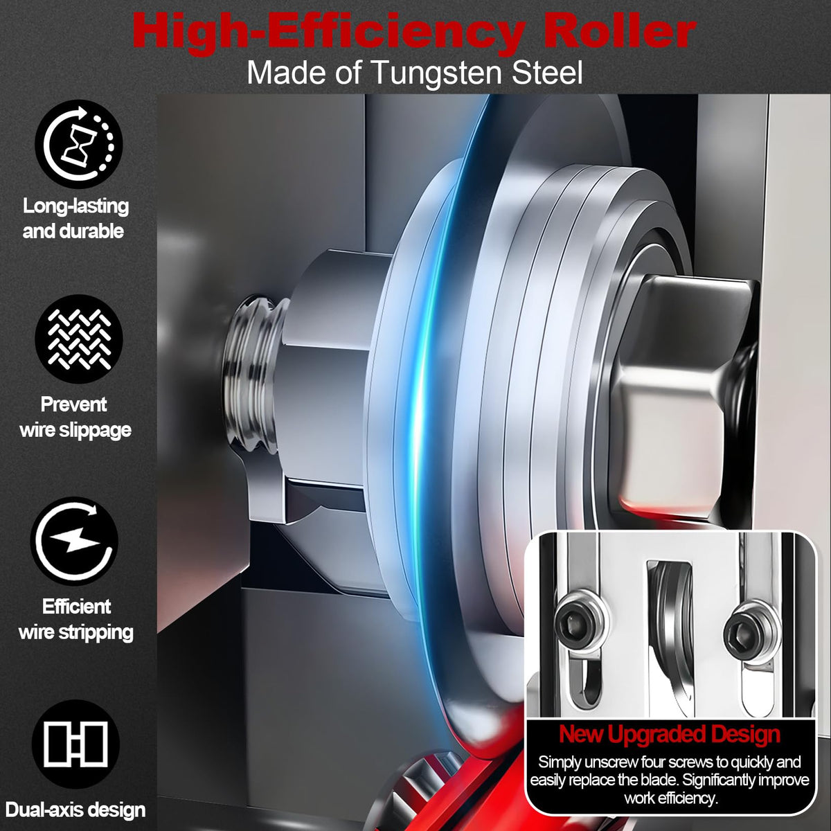 EXKRAEFT wire stripper blade detail highlights durable alloy steel.