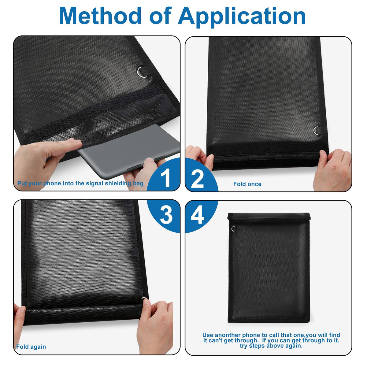 EXLIFBAG Faraday medium pouch closed blocks RFID and tracking.