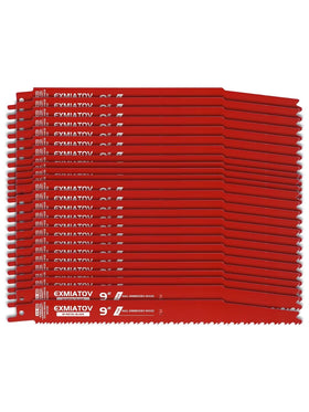 EXMIATOV 25-pack 9-inch blades in a case for versatile wood cutting.
