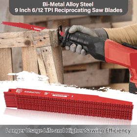 EXMIATOV 6/12 TPI blades cutting nails and embedded wood scenarios.