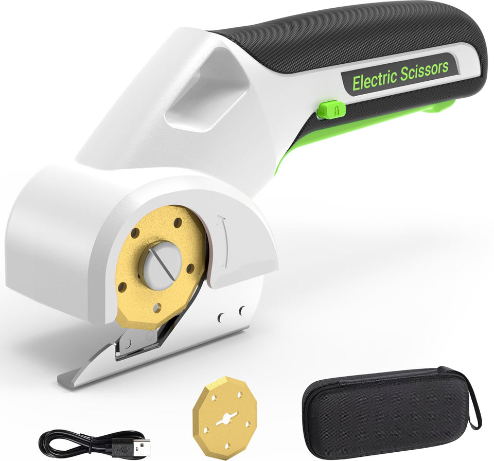 EXPEDMAN 4V cordless cutting tools blade guard close-up for safe cardboard cuts.