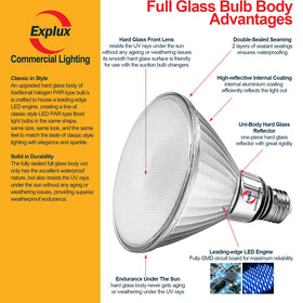 Explux sun-proof UV resistant PAR38 bulb designed for exteriors