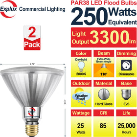 Explux PAR38 LED flood light dimmable with wide 110 degree beam