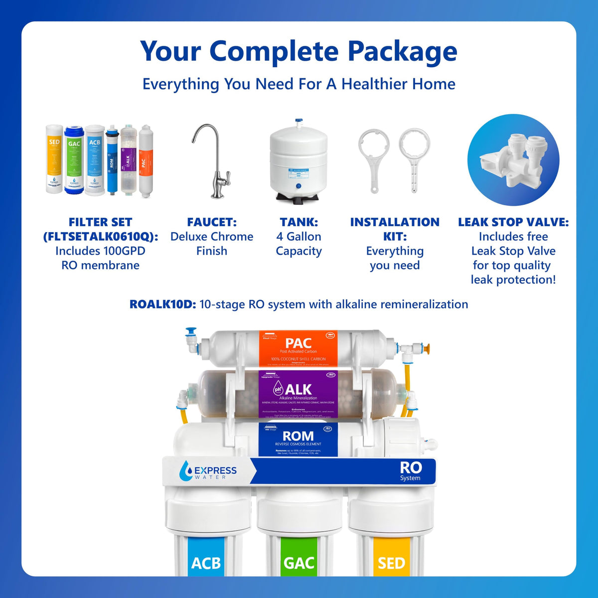 Express Water 100 GPD capacity for steady filtered water supply