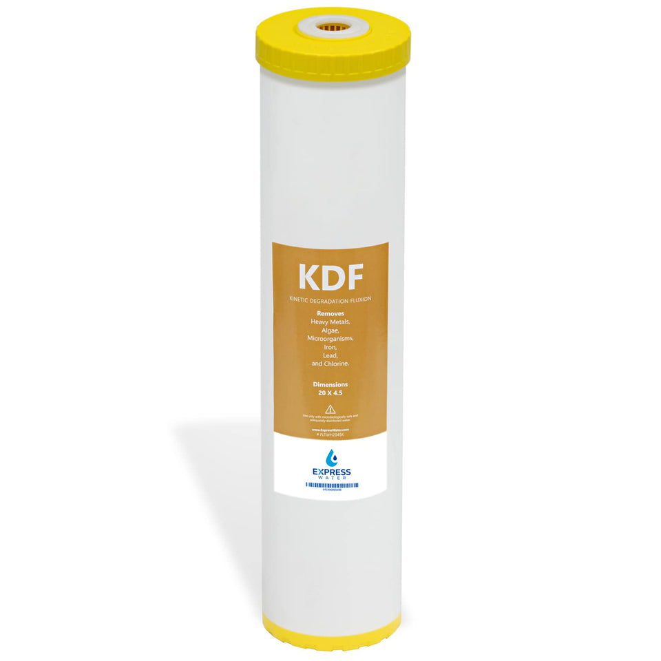 Express Water Kinetic Degradation Fluxion filter 4-5x20 reduces heavy metals for whole-house water