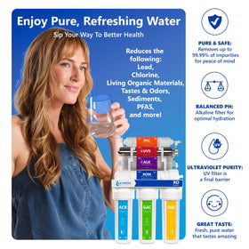 Express Water ROALKUV10M mineral-adding alkaline filter in action.