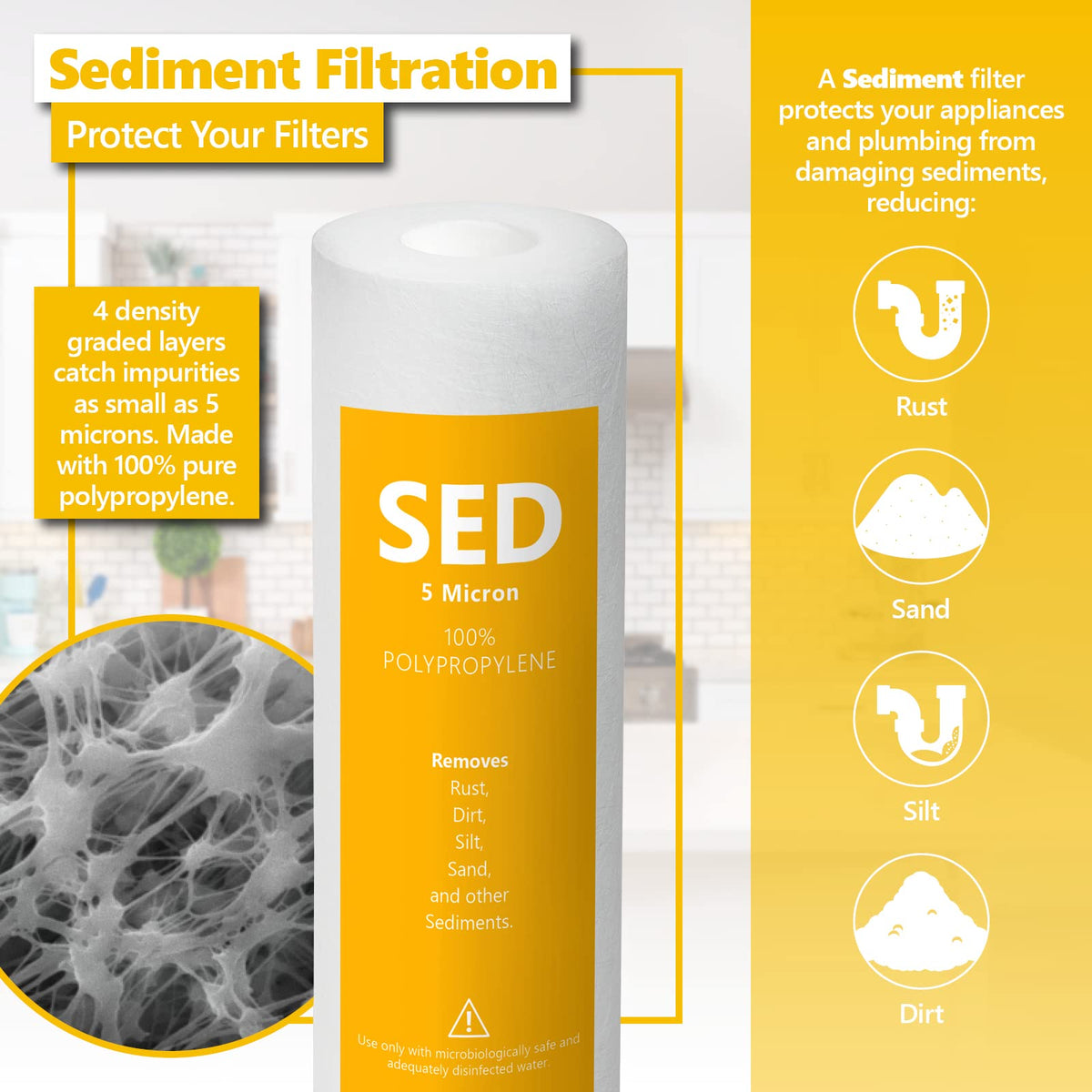 Express Water sediment pre-filter guards against debris.