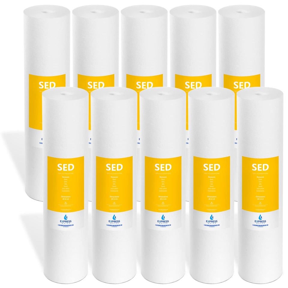 Express Water 10-pack sediment filters in box for whole-home protection