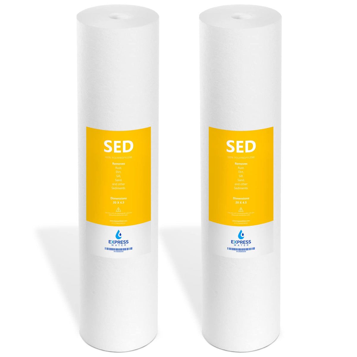 Express Water sediment replacement filter cartridge, 4.5x20, reduces dirt and rust in household water.