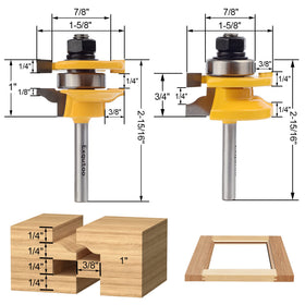 Exqutoo carbide router bits set for durable wood cuts