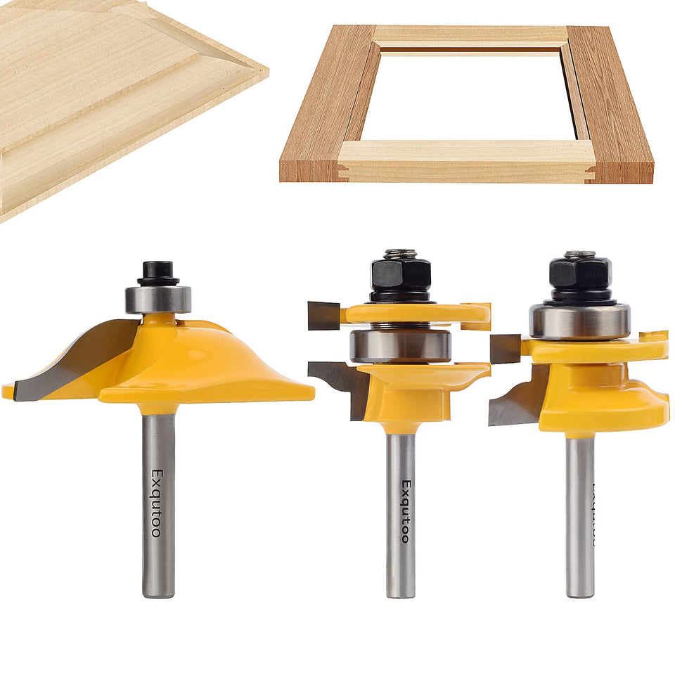 Exqutoo raised panel door router bit for smooth cabinet door profiles