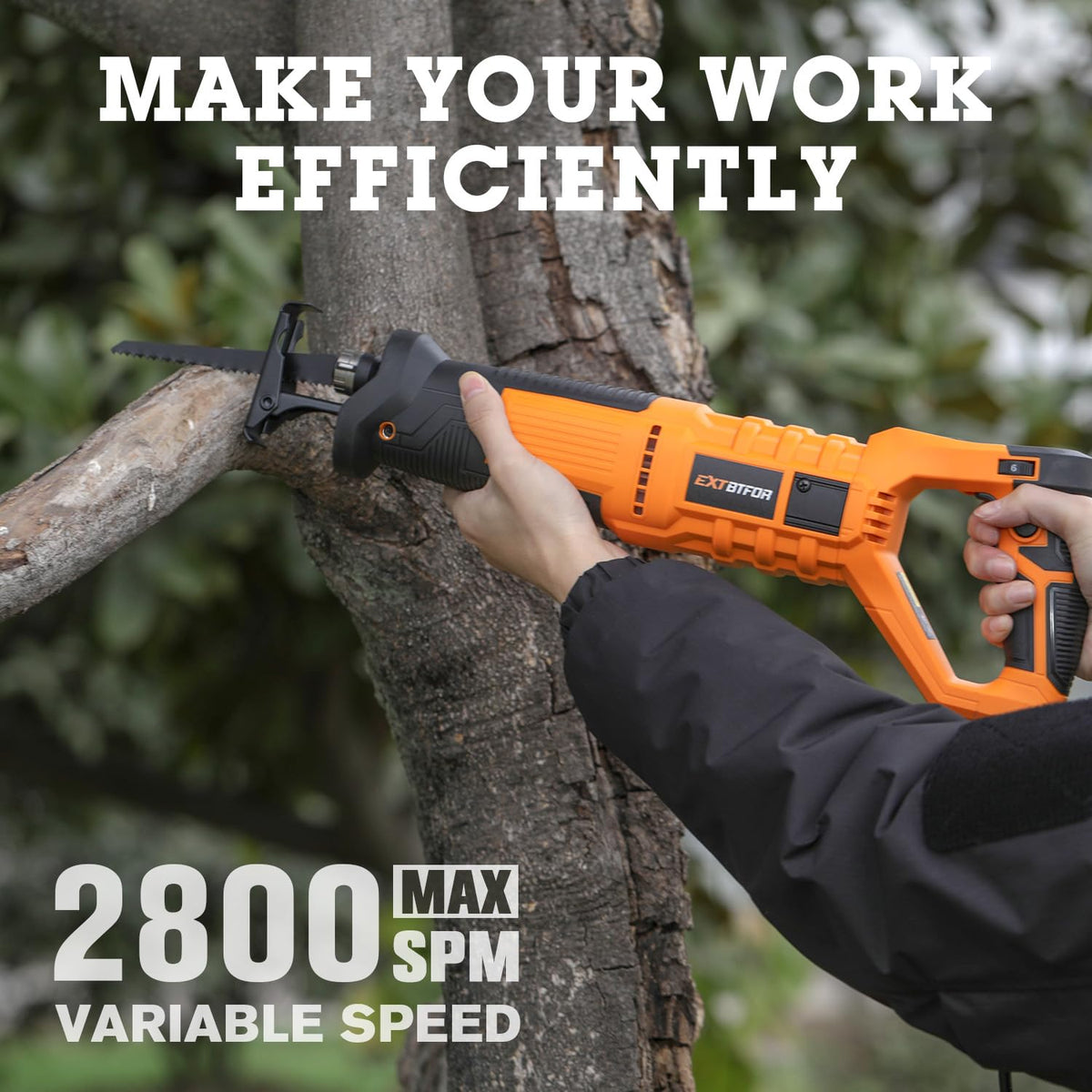 Extbtfor 7Amp reciprocating saw side view demonstrates powerful motor suited for woodworking tasks
