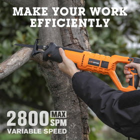 Extbtfor 7Amp reciprocating saw side view demonstrates powerful motor suited for woodworking tasks