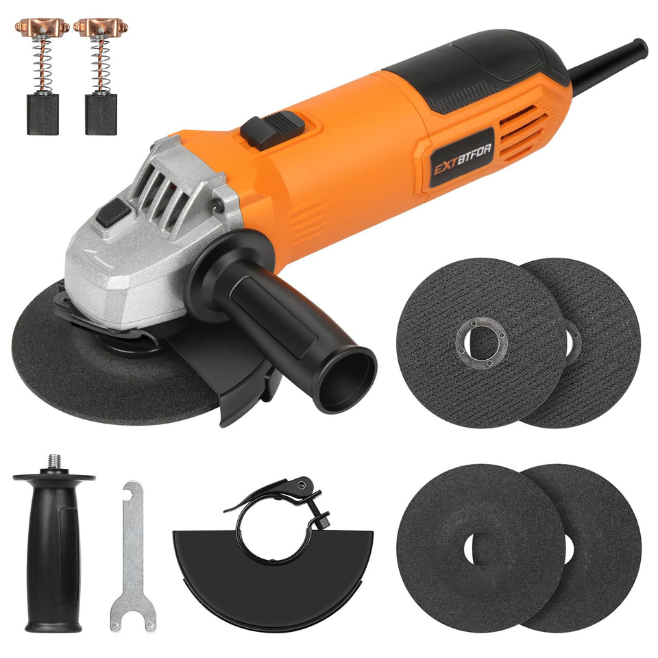 Extbtfor angle grinder quick-change guard enables safe cutting.
